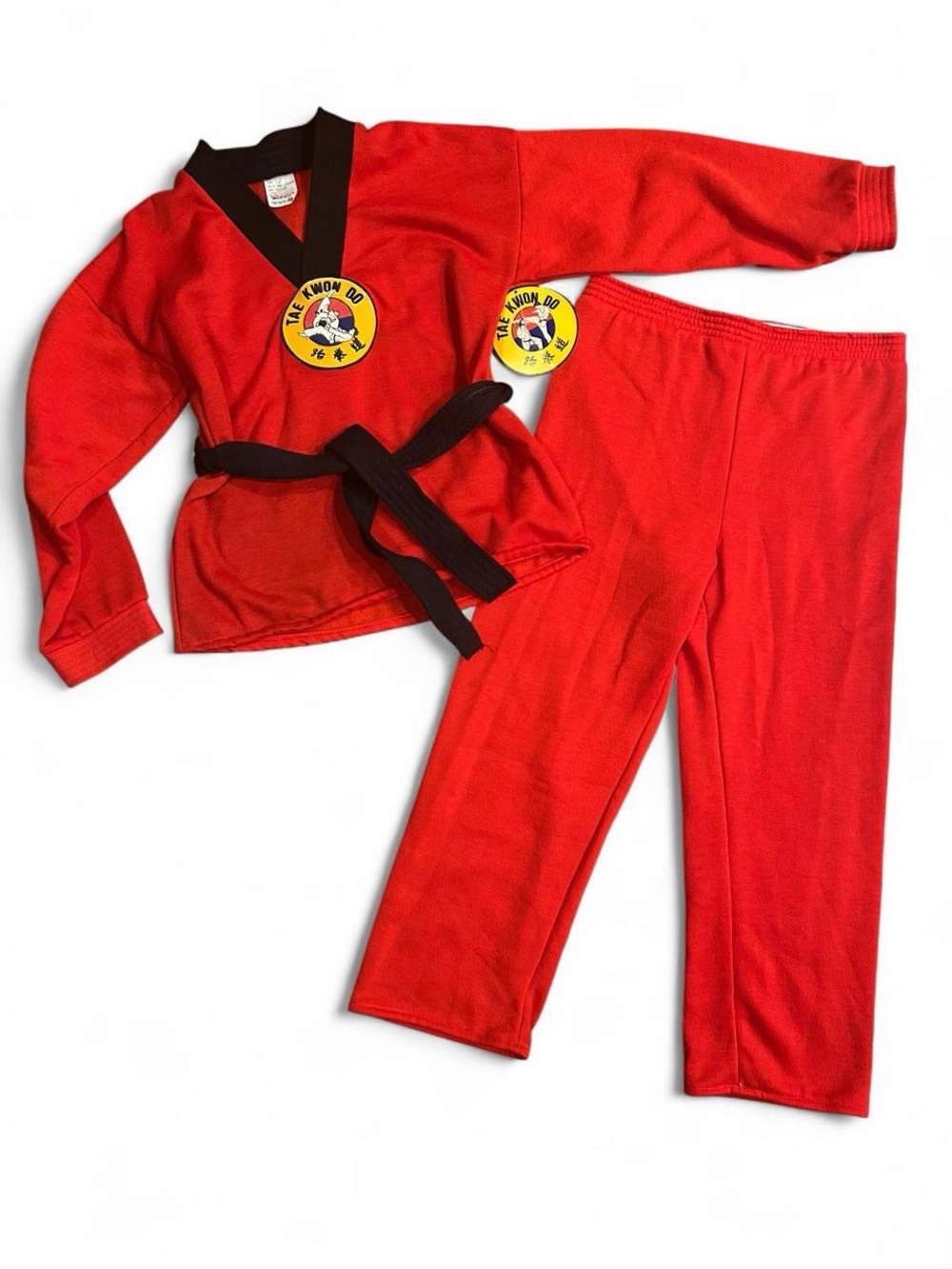 Vintage Dead Stock Kids Red Martial Arts Costume with Black Belt